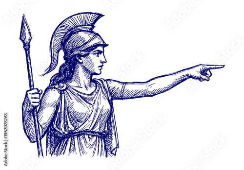 Tableau sur toile Athena hand drawn simple sketch vector illustration