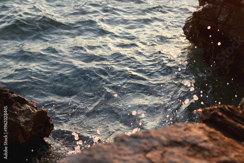 Colorful sunset or sunrise sky over the sea.