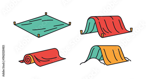 Field tarp Line art vector modern color shapes illustration