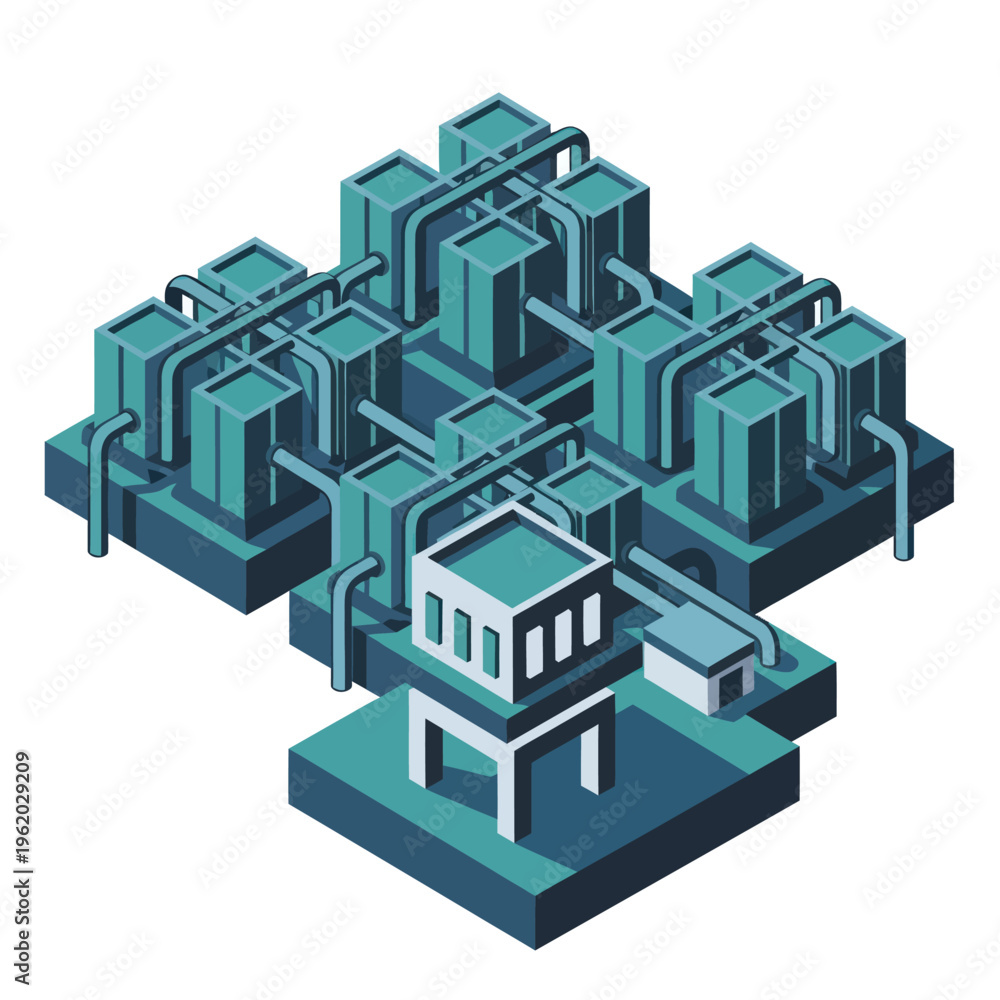 Fototapeta premium Isometric Illustration of Industrial Factory Building.