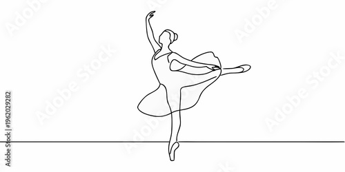 Elegant ballerina in a continuous line drawing poised mid performance