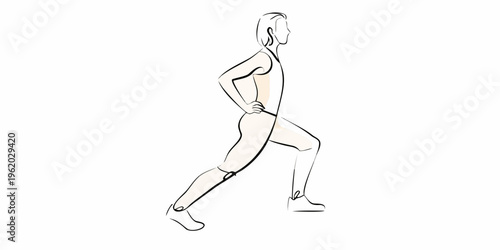 Elegant woman walking in a dynamic sketched illustration style