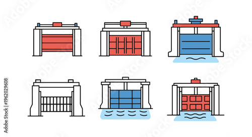 Flood Gate Line art vector abstract minimal modern illustration