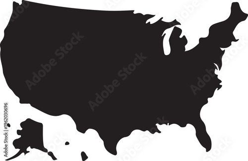 Silhouette of the United States of America map on white background