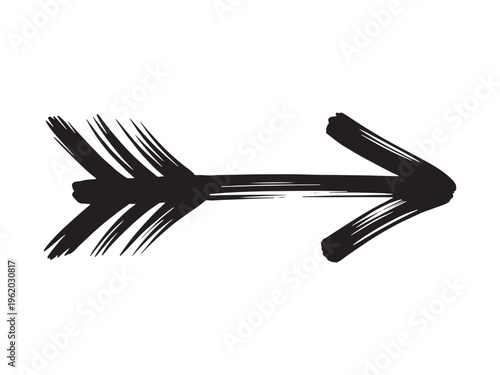 Black Brush Stroke Arrow Silhouette Pointing Right