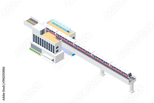 Isometric Elevated Train Station Railway