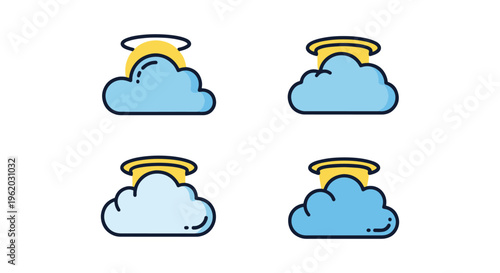 Cloud Vapor Halo Line art modern abstract simple vector