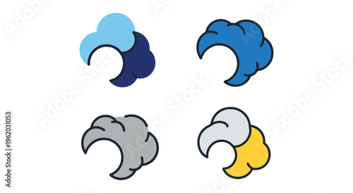 Cloud Vapor Swirl Line art creative clean shapes vector