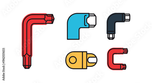 Allen Key Line art vector set modern abstract graphic