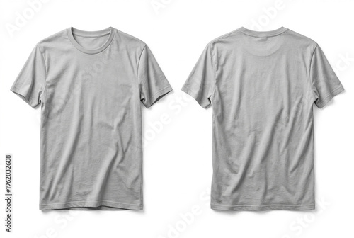 Gray t-shirt mockup set front and back views realistic isolated for men and women customizable colors