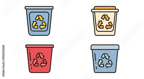 Glass recycle bin Line art simple abstract shape illustration
