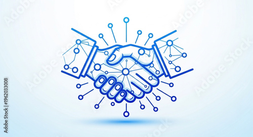 Digital Handshake - A Futuristic Collaboration Concept with Connected Network.