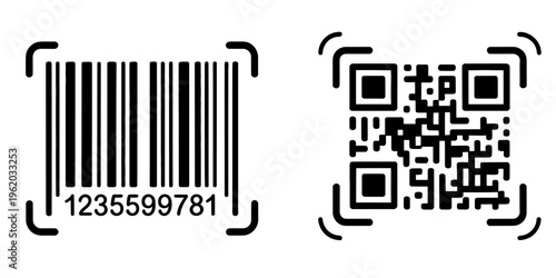 Vector illustration of a standard barcode and a qr code for digital scanning and tracking Vector, illustration