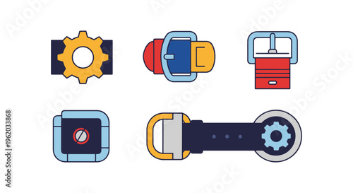 Gear strap Line art vector simple color shapes illustration