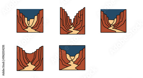 Canyon Line art vector set clean decorative abstract