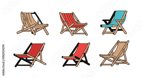 Deck Chair Line art vector creative clean shapes illustration