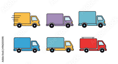 Delivery Truck Icon Line art modern colorful pattern illustration