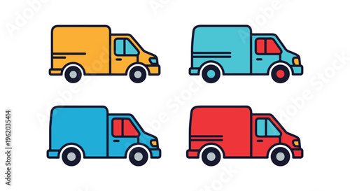Delivery Van Line art vector simple abstract minimal shapes