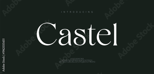 Castel logo alphabet letters font and number. Classic Copper Lettering Minimal Fashion Designs. Typography fonts regular uppercase and lowercase. vector illustration
