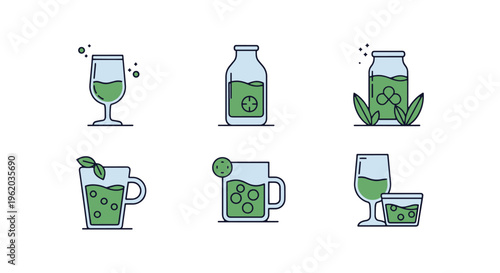 Glass reuse Line art vector modern abstract decorative illustration