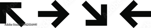 Black arrows pointing in different directions on a white background vector graphic illustration design