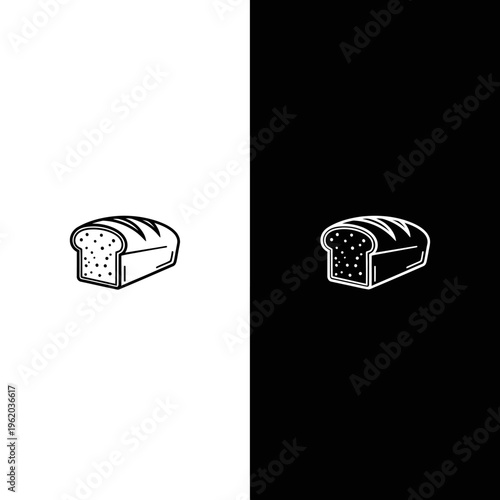 Simple black and white line art illustration of a loaf of bread.