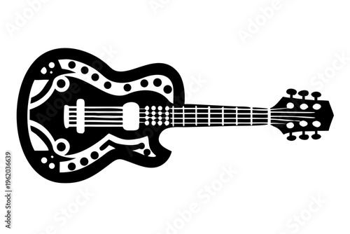 baritone guitar silhouette illustration for music string instrument and performance design