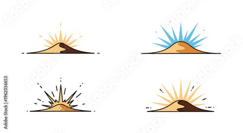 Desert Sand Burst Line art minimal simple abstract vector