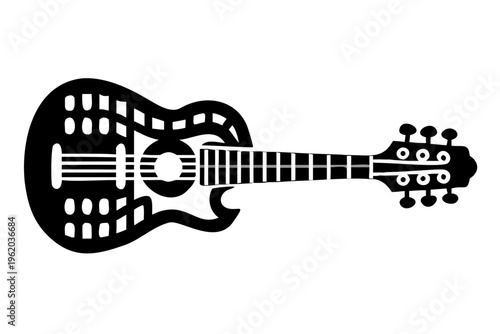 bass guitar silhouette illustration for music string instrument and rhythm performance design