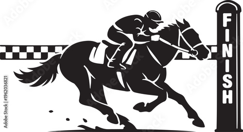 silhouette of horse race finish line sprint 