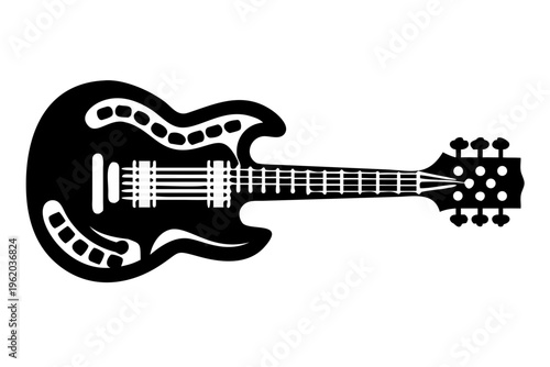 baritone guitar silhouette illustration for music string instrument and performance design