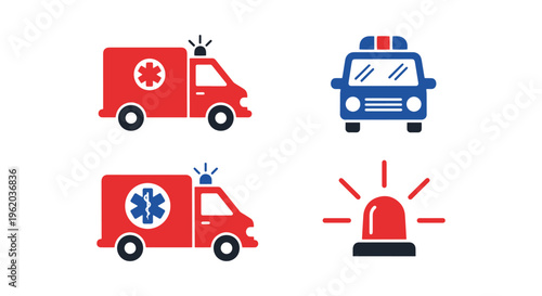 Ambulance Line art vector set creative abstract simple shapes