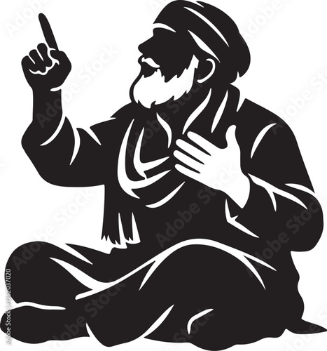 silhouette of elder storyteller gesture animated