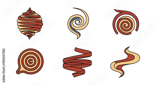 Desert Sand Spiral Line art simple clean shapes illustration