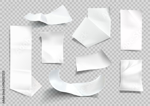 Bill mockup with realistic 3D ticket design. Empty shop roll template for supermarket purchase checkout display. Long blank thermal slip - isolated cashier voucher and fiscal invoice layout.