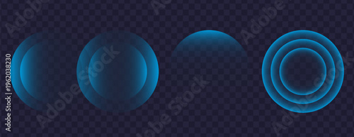 Sound wave. Signal concentric circle. Round light effect. Wifi range. Radio station signal. Water ripple with circle waves. A place or a painful point. Radar screen. Vector effect.
