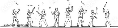 people juggling, illustration sequence