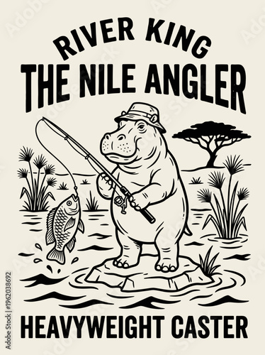 Hippo fishing with a big catch.