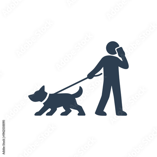 Walking Dog While Phoning Icon