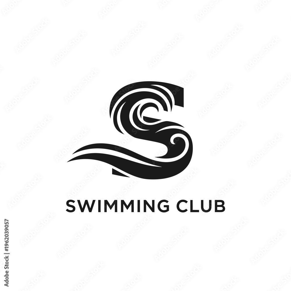 Fototapeta premium Swimming club logo with stylized letter.