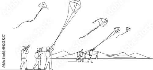 kite festival illustration with spectators
