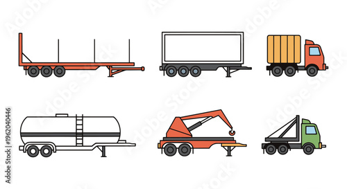 Industrial Trailer Line art clean abstract illustration