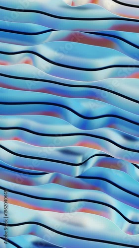 Colorful abstract background with flowing blue waves and smooth lines Blue Waves Flowing Smooth Colorful Design Art. Concept featuring blue, waves, flowing, smooth, colorful for professional motion...