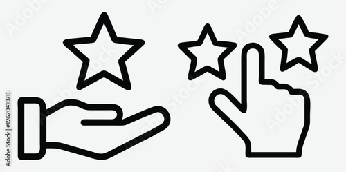 Hand gestures showing ratings with stars for feedback or reviews Vector