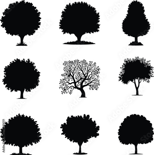 Set of tree silhouettes collection vector illustration forest design