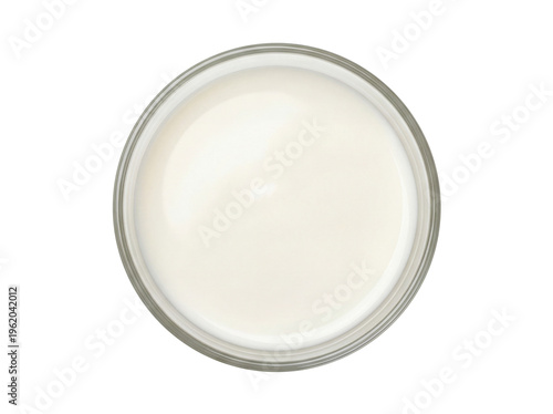 Top View of Fresh Milk in Clear Glass Isolated on Transparent Background