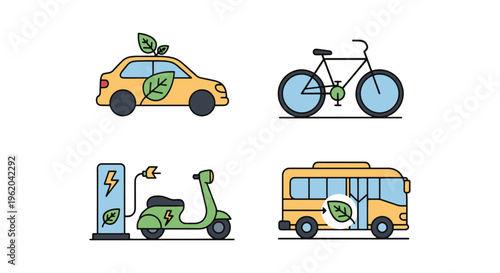 green mobility Line art vector abstract color shapes illustration