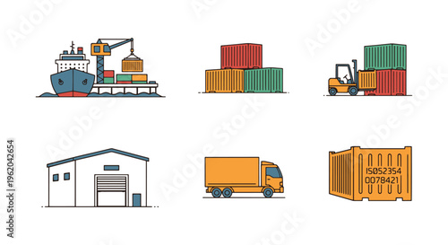 Cargo Dock Line art vector simple abstract shapes