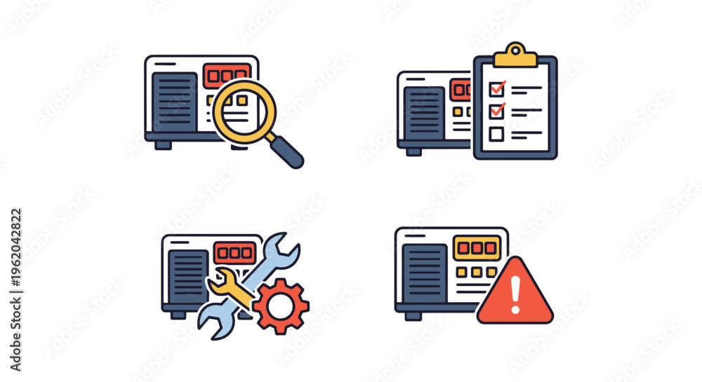 Fototapeta premium Generator Inspection Line art simple minimal illustration vector