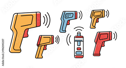 Infrared Thermometer Line art minimal abstract colorful vector